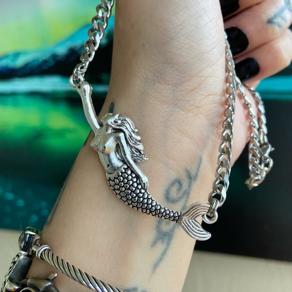 Mermaid necklace stainless steel cuban chain choker - Picture 2 of 12